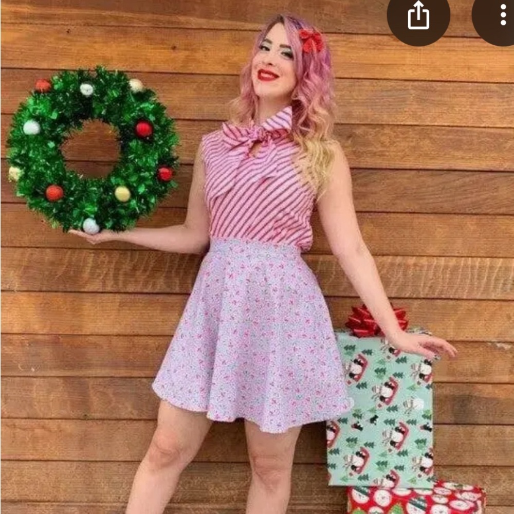 Retrolicious Candy Cane Skater Skirt NWOT